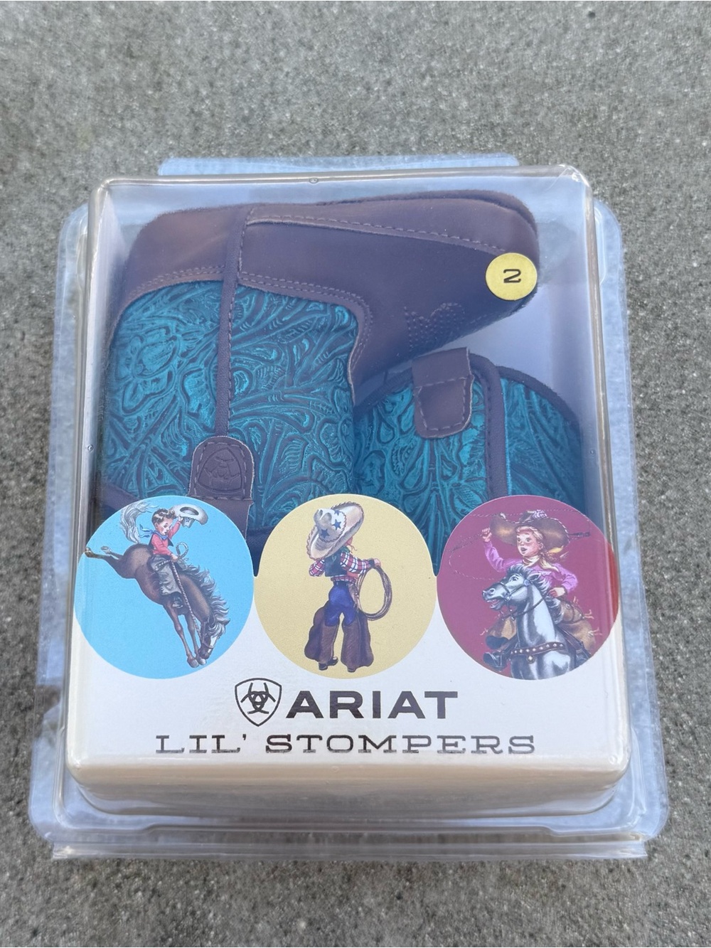Ariat Lil Stompers Infant 2 Cattle Drive Round Up Western Boots new in box